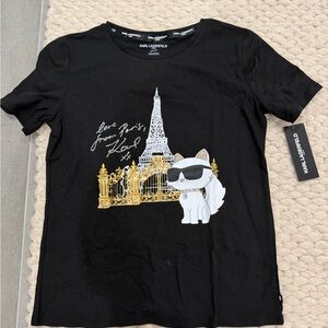 Karl Lagerfeld Black Tee with Graphic Design
